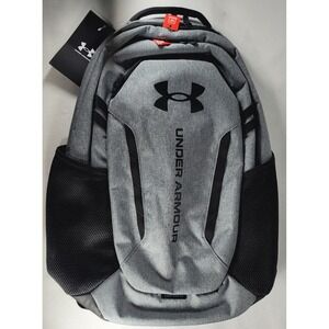 Under Armour Hustle 6.0 Backpack UA Grey Storm School 16in Water Repellent Bag